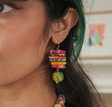 Load image into Gallery viewer, EARRINGS- Kantha Stacked Triangles