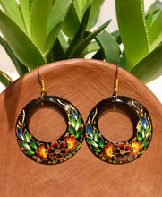 Load image into Gallery viewer, EARRINGS - Hand Painted Copper Flower Dangles