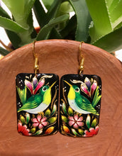 Load image into Gallery viewer, EARRINGS - Hand Painted Copper Bird Dangles