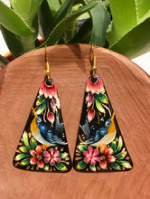 Load image into Gallery viewer, EARRINGS - Hand Painted Copper Bird Dangles