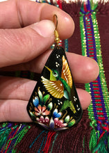 Load image into Gallery viewer, EARRINGS - Hand Painted Copper Hummingbird Dangles