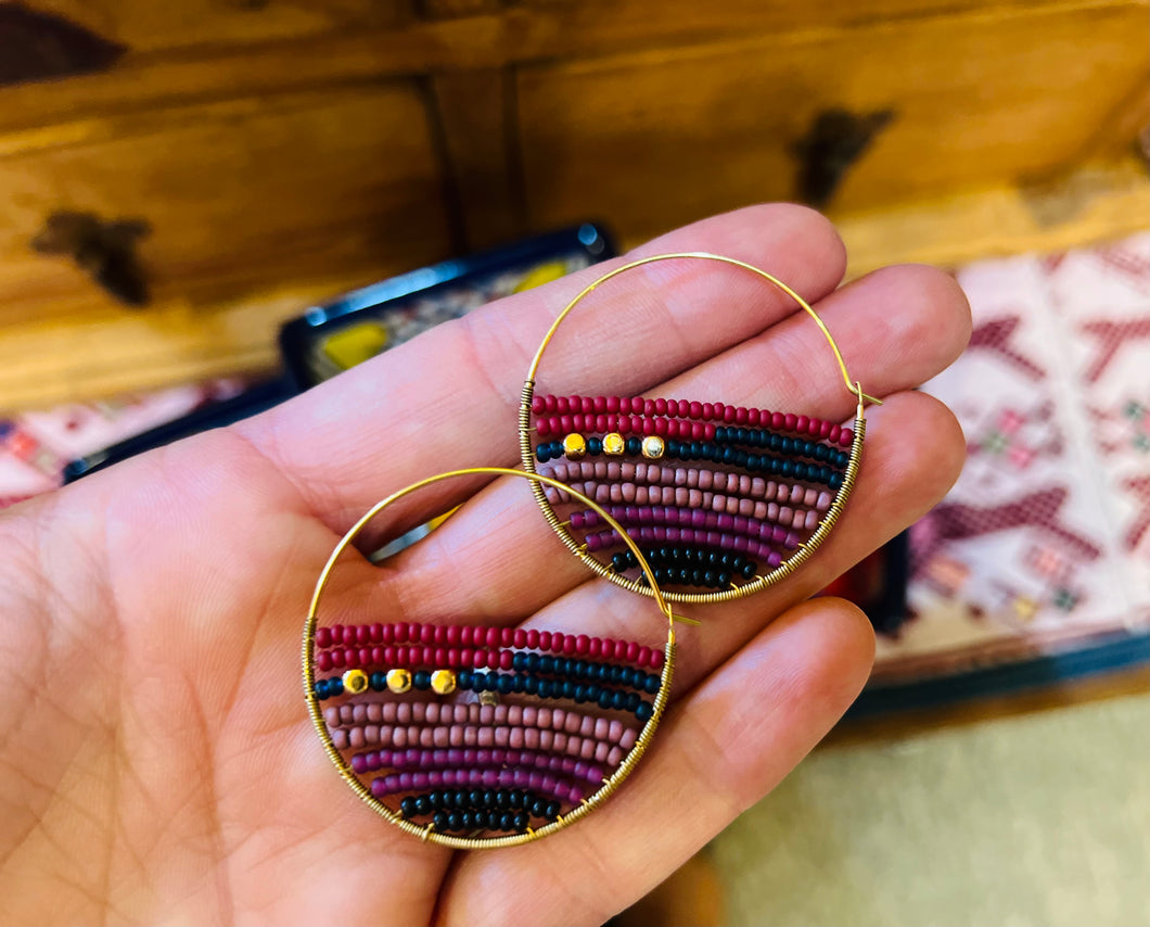 Layered Beaded Hoops - 3 Color Options