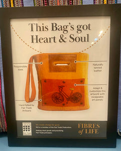 BAG - Felt Wool & Leather Tote Bag W Bicycle Patch