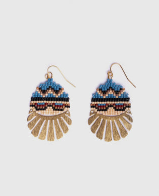 EARRINGS - Santa Fe Drops Beaded Earrings - Blue