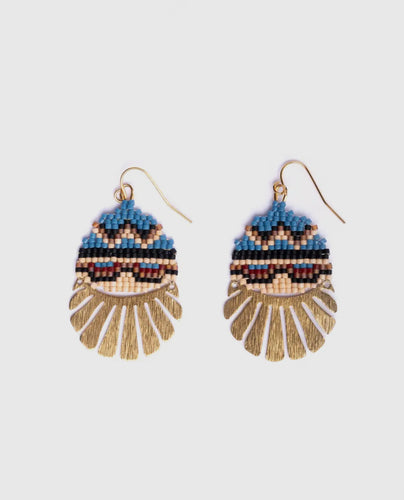 EARRINGS - Santa Fe Drops Beaded Earrings - Blue