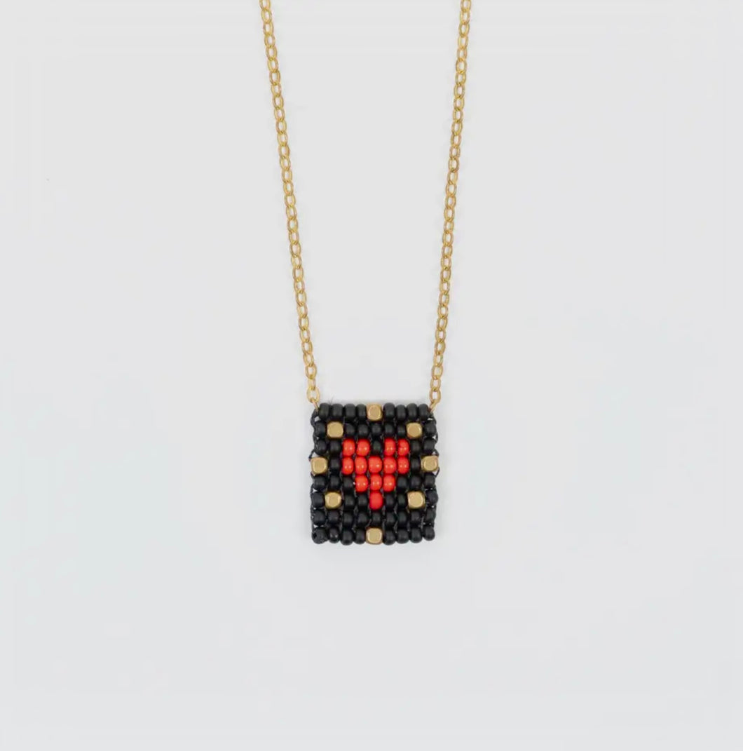 NECKLACE - Beaded Heart Tag Necklace