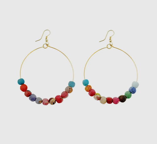 EARRINGS - Kantha Beaded Hoops