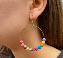 Load image into Gallery viewer, EARRINGS - Kantha Beaded Hoops