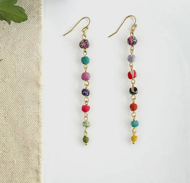 EARRINGS - Kantha Raindrops