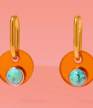 Load image into Gallery viewer, EARRINGS - Deco Glam Oval Hoops Orange