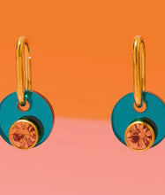 Load image into Gallery viewer, EARRINGS - Deco Glam Oval Hoops Turquoise