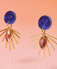 Load image into Gallery viewer, EARRINGS - Deep Purple and Blue Dangles