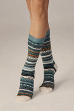 Load image into Gallery viewer, SOCKS - Alpaca Fair Isle Full Cushion Socks - Turquoise