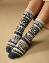 Load image into Gallery viewer, SOCKS - Alpaca Fair Isle Full Cushion Socks  - Gray )