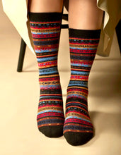 Load image into Gallery viewer, SOCKS - Alpaca Fair Isle Full Cushion Socks  - Black