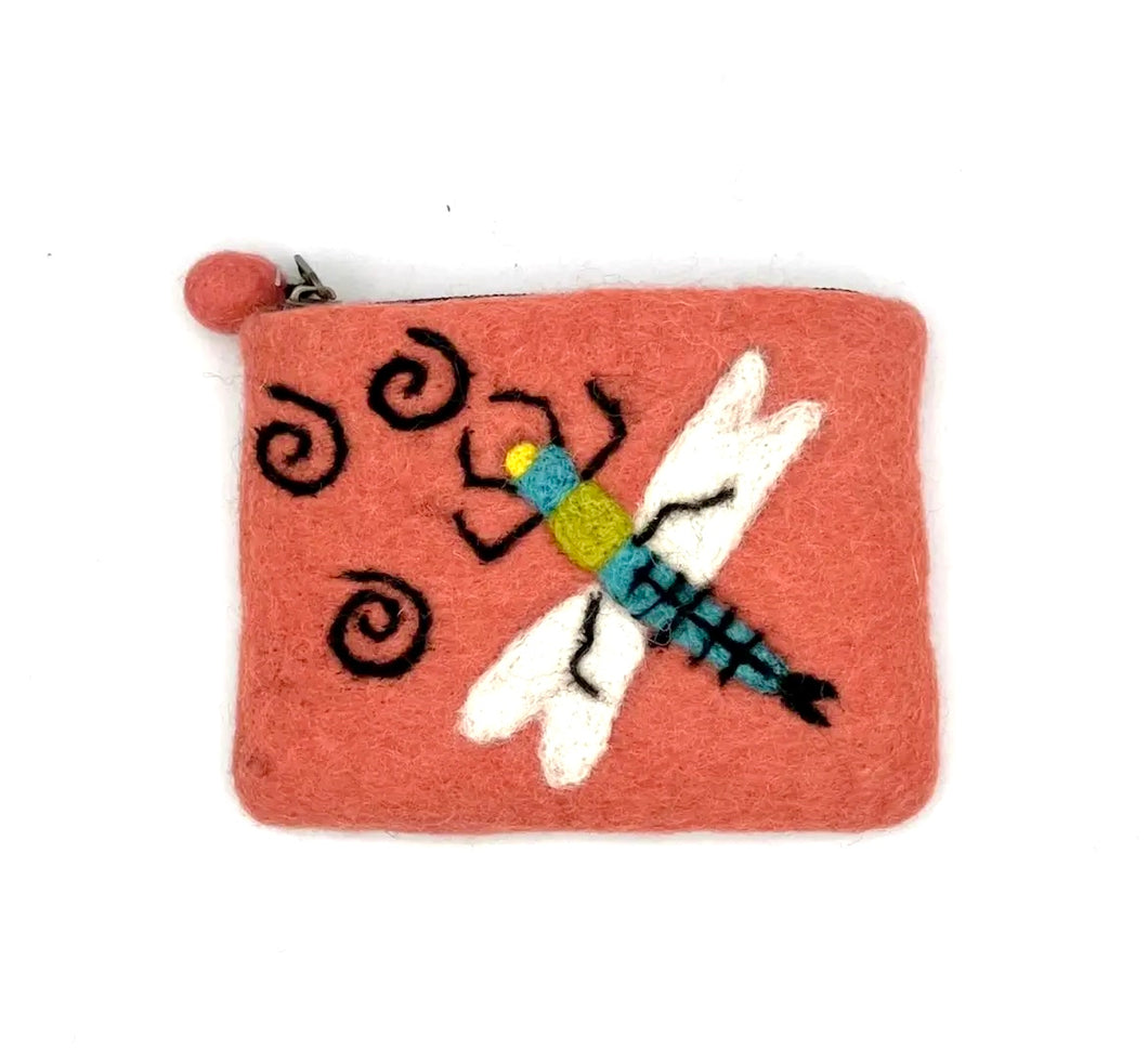 COIN BAG - Felted Dragonfly