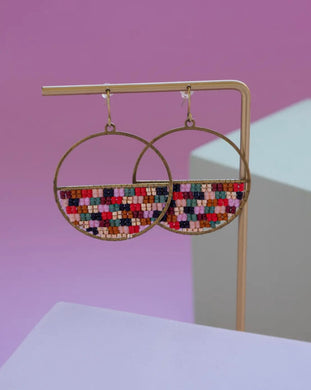 EARRINGS - Beaded Handwoven Patchwork Quilt