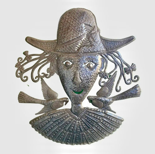 HAITI - Grandmother Gardener Haitian Metal Wall Art 23”