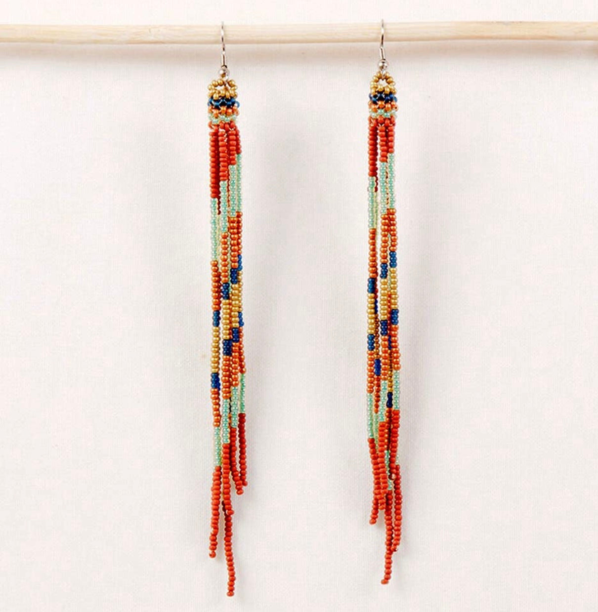 Beaded Fringe Earrings - Long Seed Bead Earrings