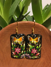 Load image into Gallery viewer, EARRINGS - Hand Painted Copper Monarch Dangles