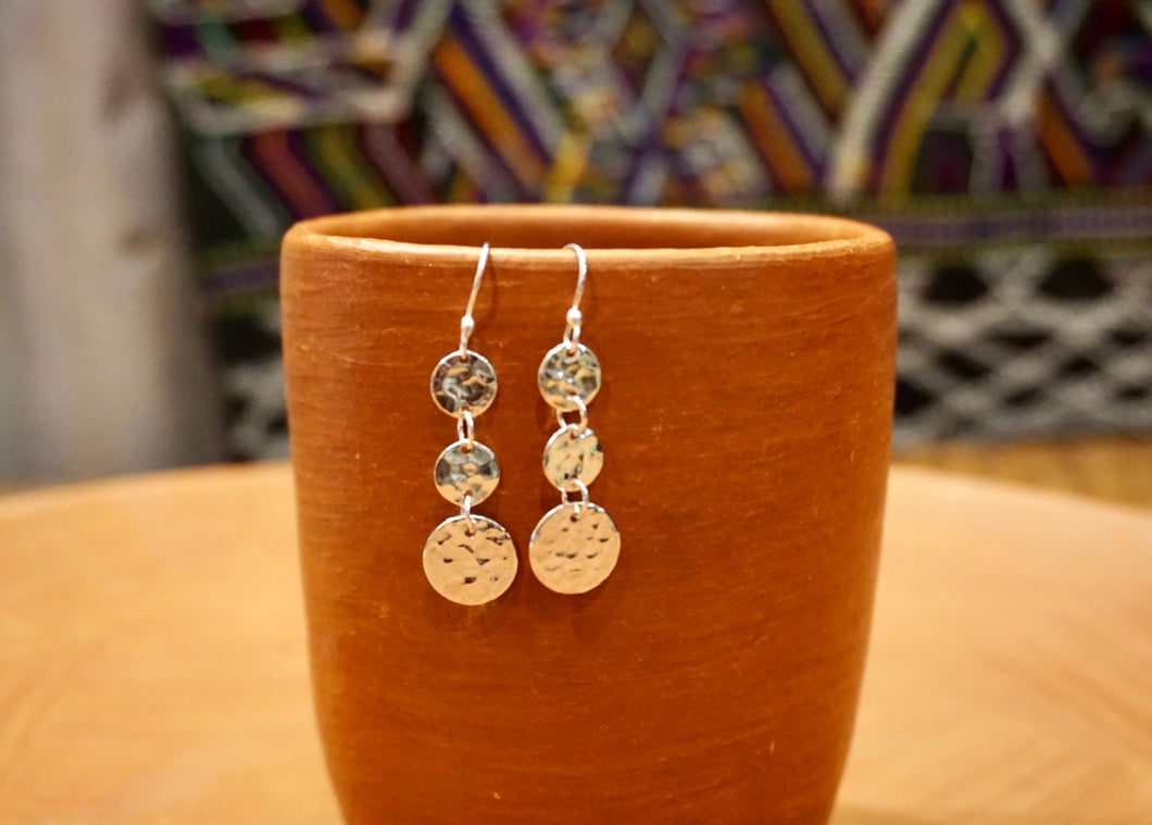 EARRINGS - Three Circles Hammered