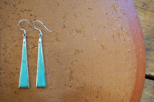 EARRINGS - Thin Triangle Dangles - Abalone, Turquoise
