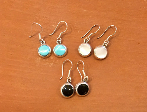 EARRINGS - Circles - Turquoise, Mother Pearl, Onyx