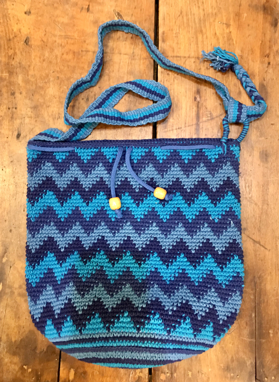 PURSE - Crocheted Zig Zag Bag With Drawstring