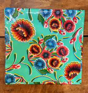 TABLECLOTH - 48” x 84” Oilcloth Tablecloth - Bloom Agua