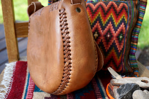 PURSE - Mexican Tooled Leather Purse - Teardrop Shape