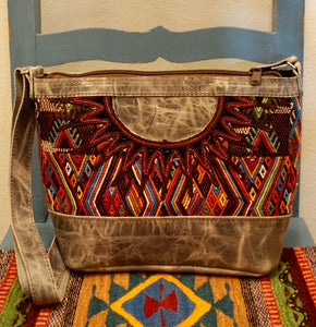 PURSE - Guatemalan Leather Huipil Crossbody Purse