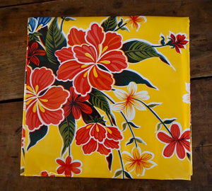 TABLECLOTH - 48" x 48" Oilcloth Tablecloth - HIbiscus Yellow
