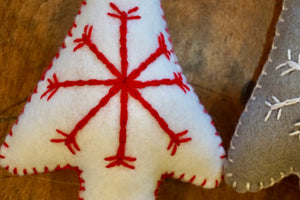 ORNAMENT - Embroidered Christmas Tree Snowflake