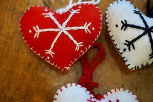 ORNAMENT - Embroidered Snowflake Heart