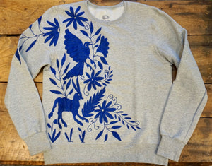 SWEATSHIRT-  Hand Embroidered Otomi Sweatshirt -  Size Medium