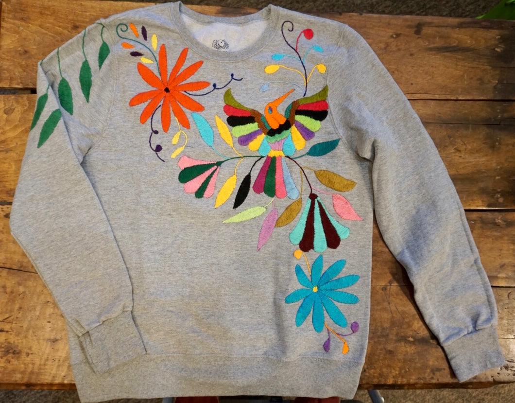 SWEATSHIRT - Hand Embroidered Otomi Sweatshirt - Size Large