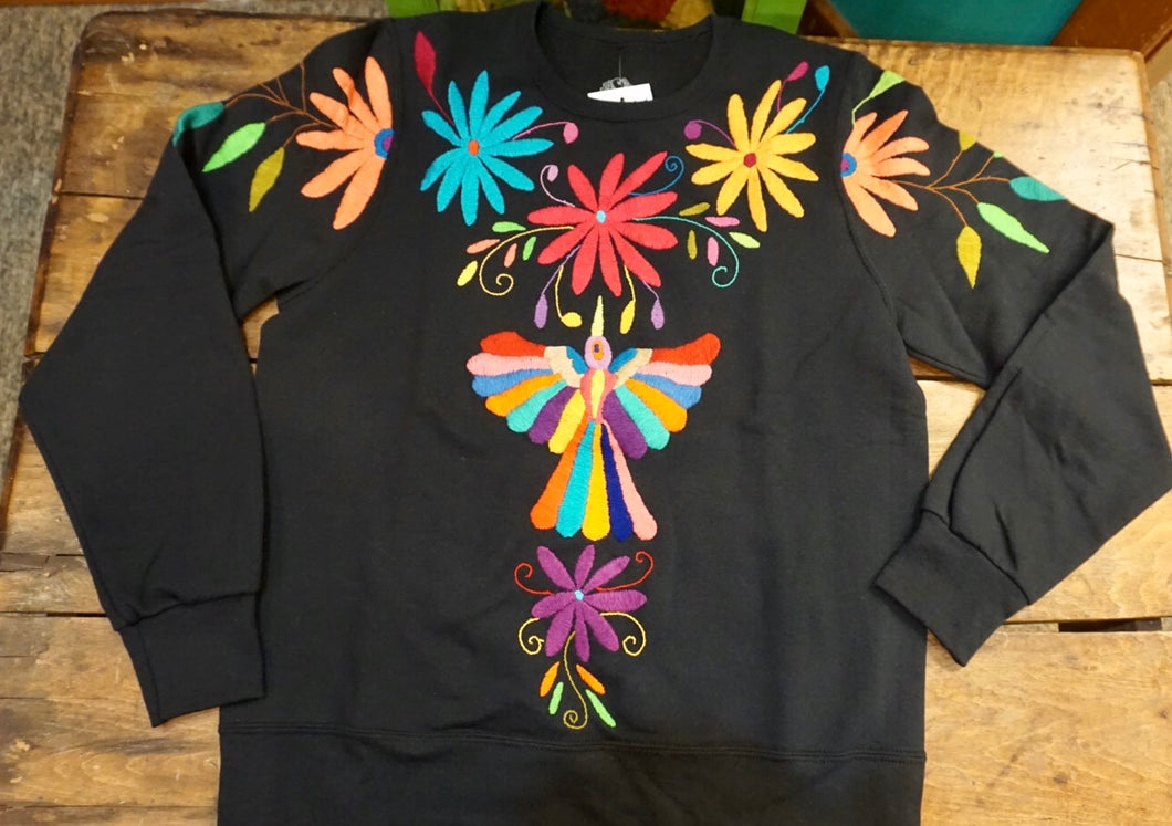 SWEATSHIRT - Hand Embroidered Otomi Sweatshirt - Size Medium