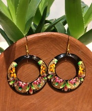 Load image into Gallery viewer, EARRINGS - Hand Painted Copper Flower Dangles