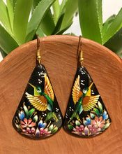 Load image into Gallery viewer, EARRINGS - Hand Painted Copper Hummingbird Dangles