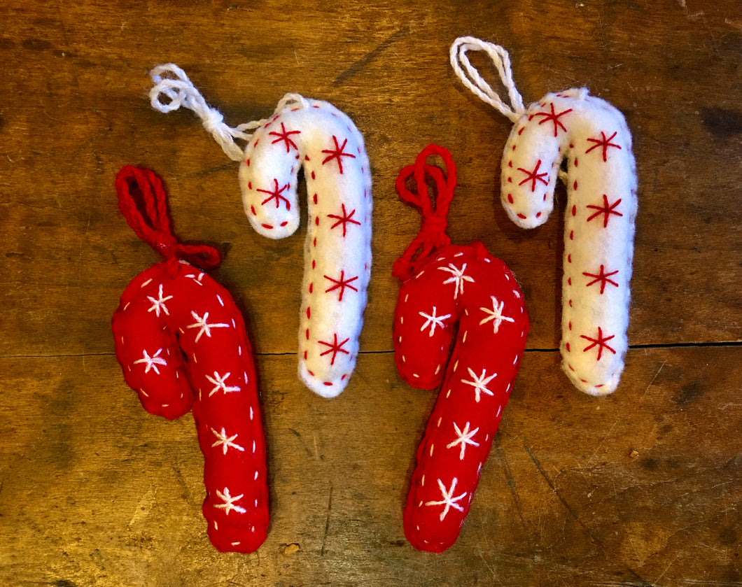 ORNAMENT - Embroidered Candy Cane